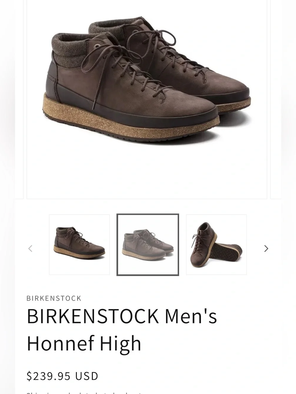 Birkenstock Men's Brown Lace-Up High Top Boot